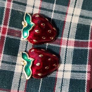Vintage Strawberry Avon Gold Earrings